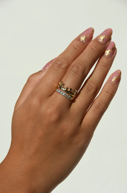 Dripping Effect 18k Gold Plated Ring