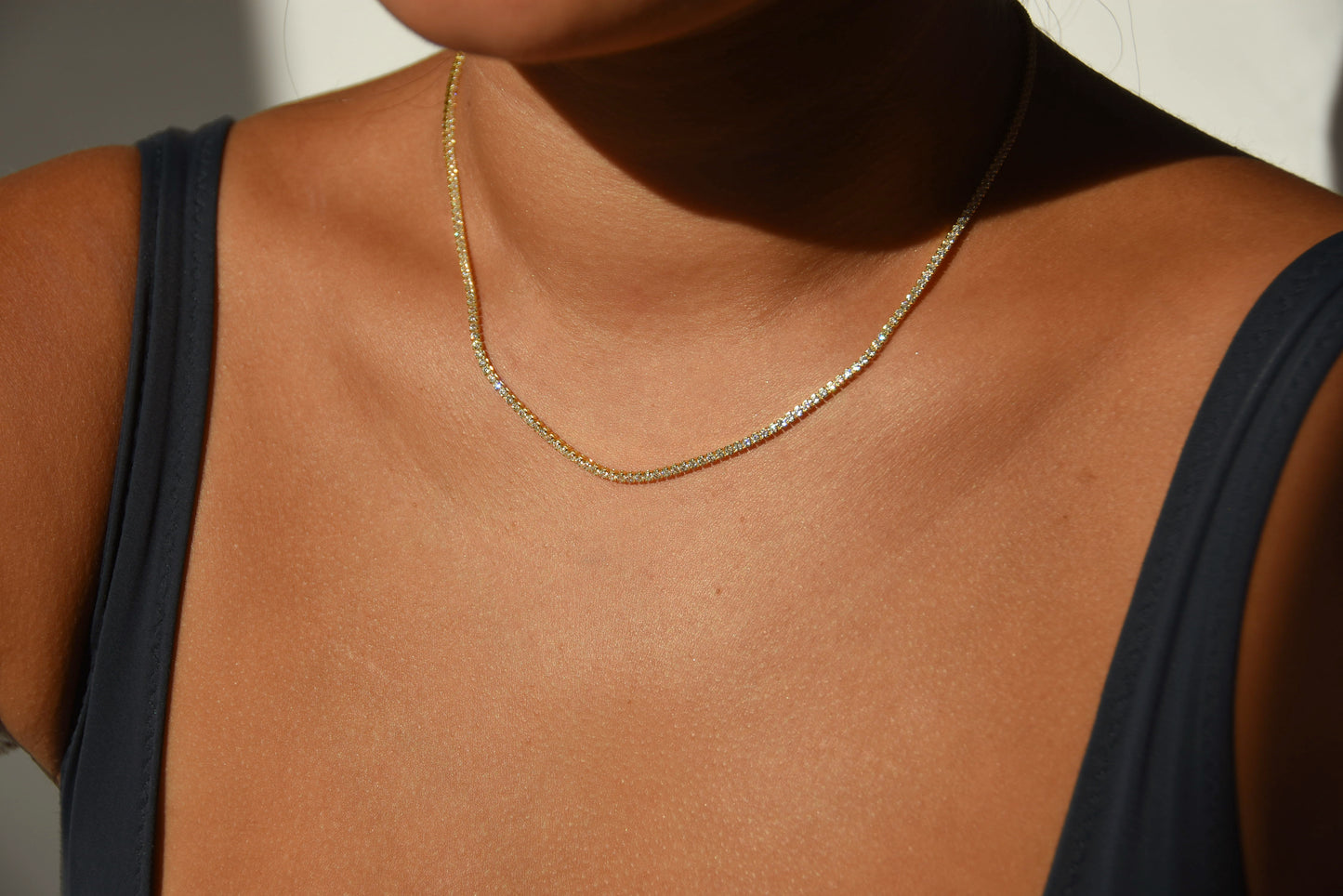 2mm 18k Gold Plated Tennis Necklace